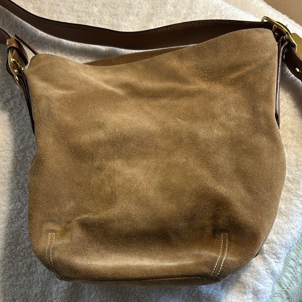 Brown Suede Shoulder Bag - Picture 2 of 3